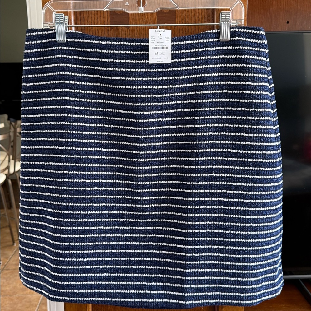 J. Crew Factory Navy and White Striped Mini Skirt